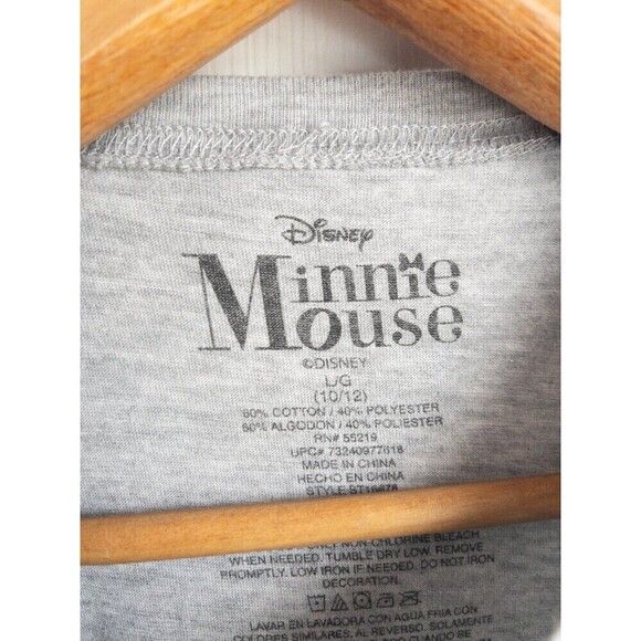 Disney Minnie Mouse Black and Gray Polka Dot T Shirt size L 10/12 - Picture 3 of 7